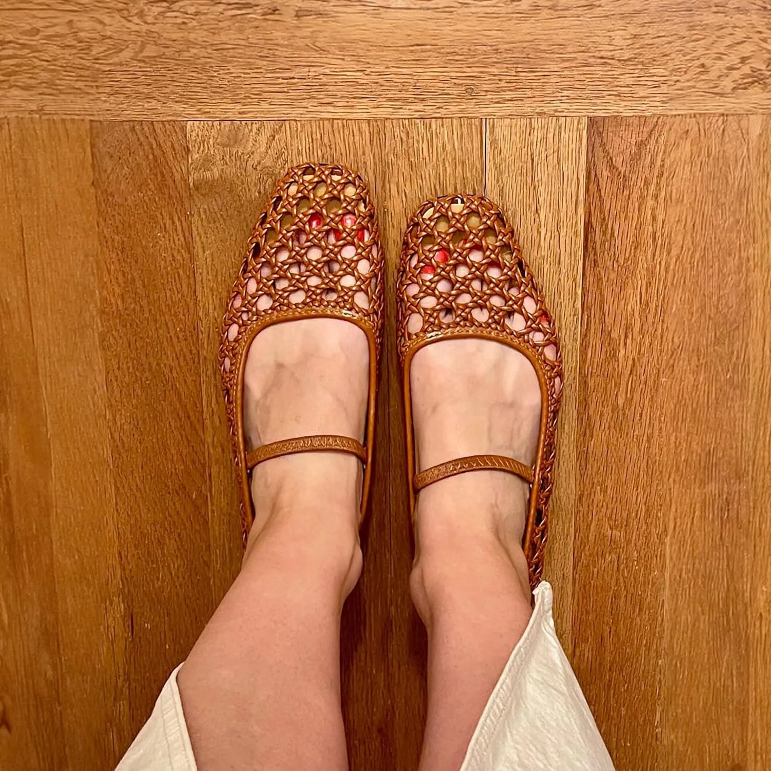 Woven Ballet Flats Shoes for Women with Strap Charming Comfortable Casual Elegance Flat Mary Janes Suitable for Woven Bags