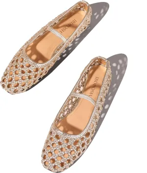 Woven Ballet Flats Shoes for Women with Strap Charming Comfortable Casual Elegance Flat Mary Janes Suitable for Woven Bags