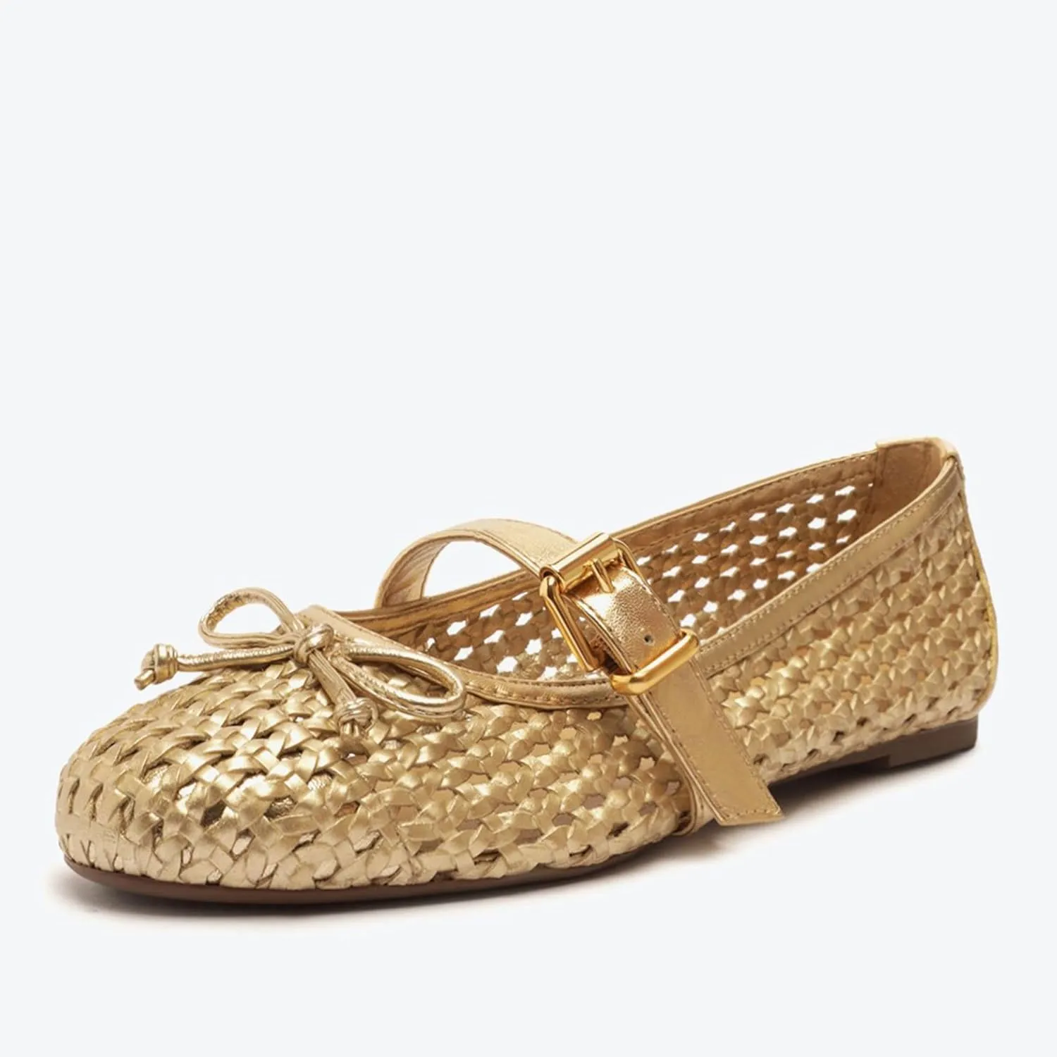 Woven Ballet Flats Shoes for Women with Strap Charming Comfortable Casual Elegance Flat Mary Janes Suitable for Woven Bags