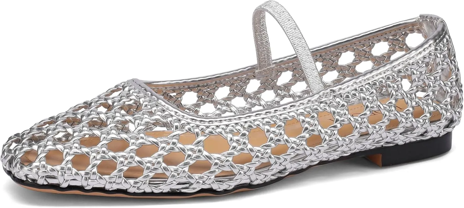 Woven Ballet Flats Shoes for Women with Strap Charming Comfortable Casual Elegance Flat Mary Janes Suitable for Woven Bags