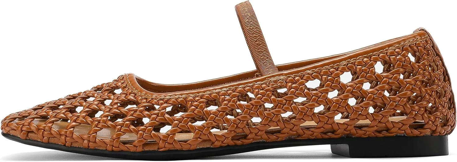 Woven Ballet Flats Shoes for Women with Strap Charming Comfortable Casual Elegance Flat Mary Janes Suitable for Woven Bags