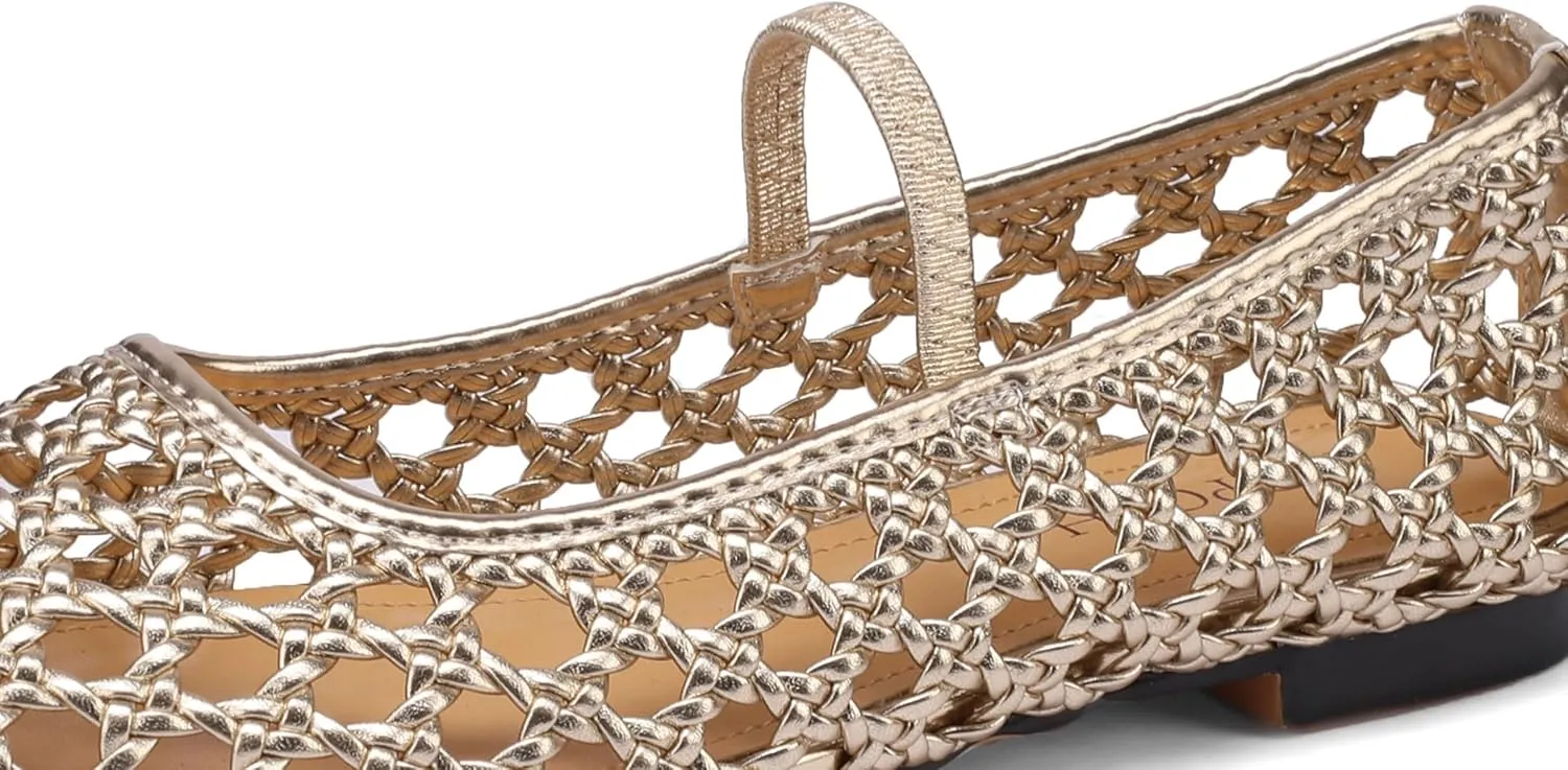 Woven Ballet Flats Shoes for Women with Strap Charming Comfortable Casual Elegance Flat Mary Janes Suitable for Woven Bags