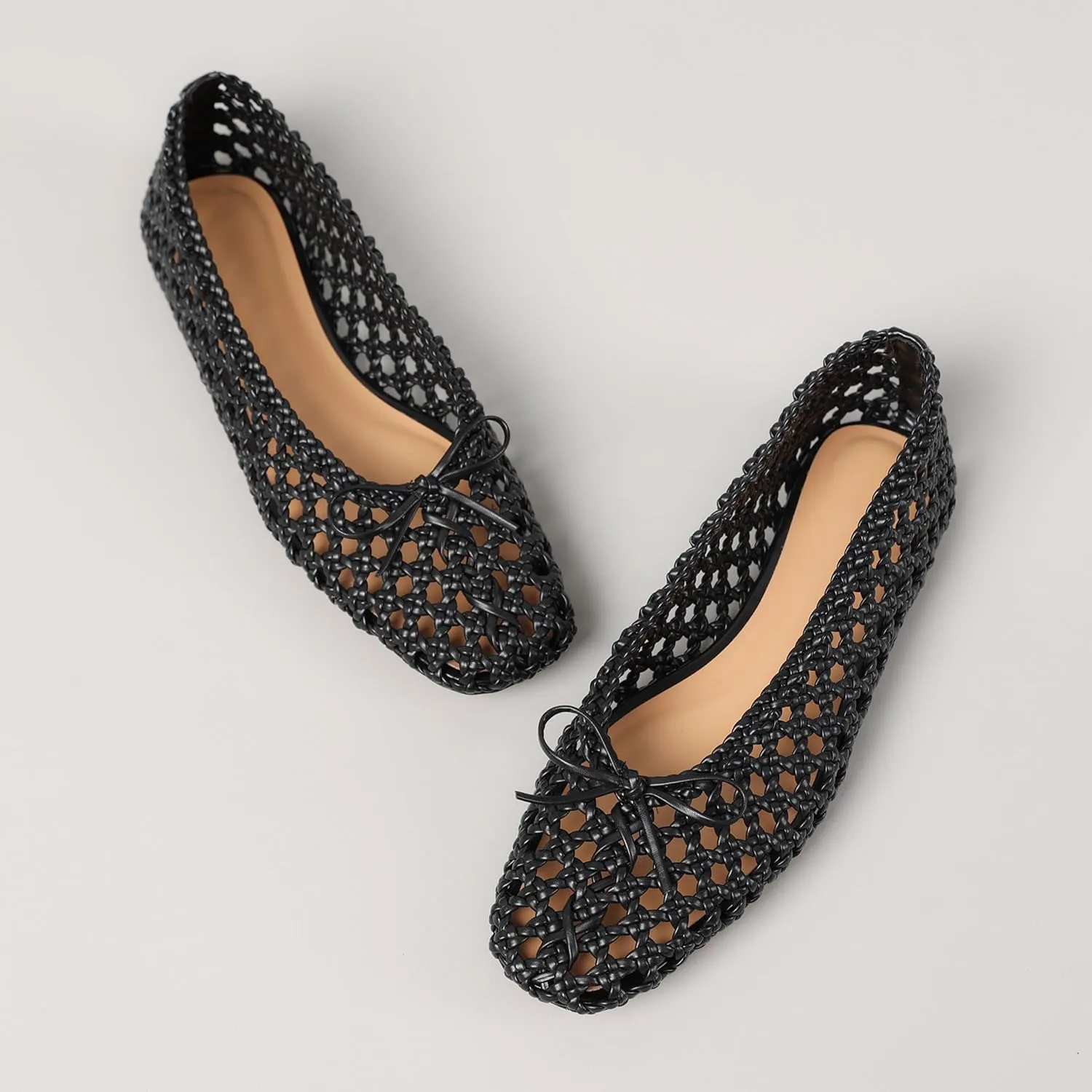 Woven Ballet Flats Shoes for Women with Strap Charming Comfortable Casual Elegance Flat Mary Janes Suitable for Woven Bags