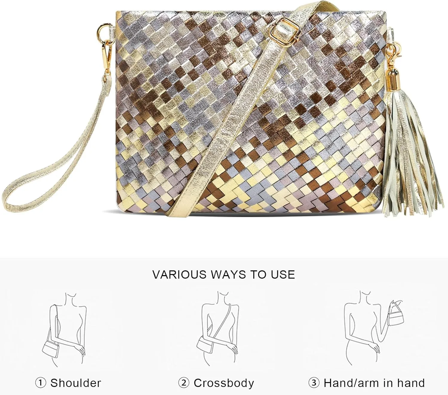 Woven Clutch Purse for Women Evening Bags Handbags Fashion Sparkly Crossbody