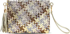 Woven Clutch Purse for Women Evening Bags Handbags Fashion Sparkly Crossbody