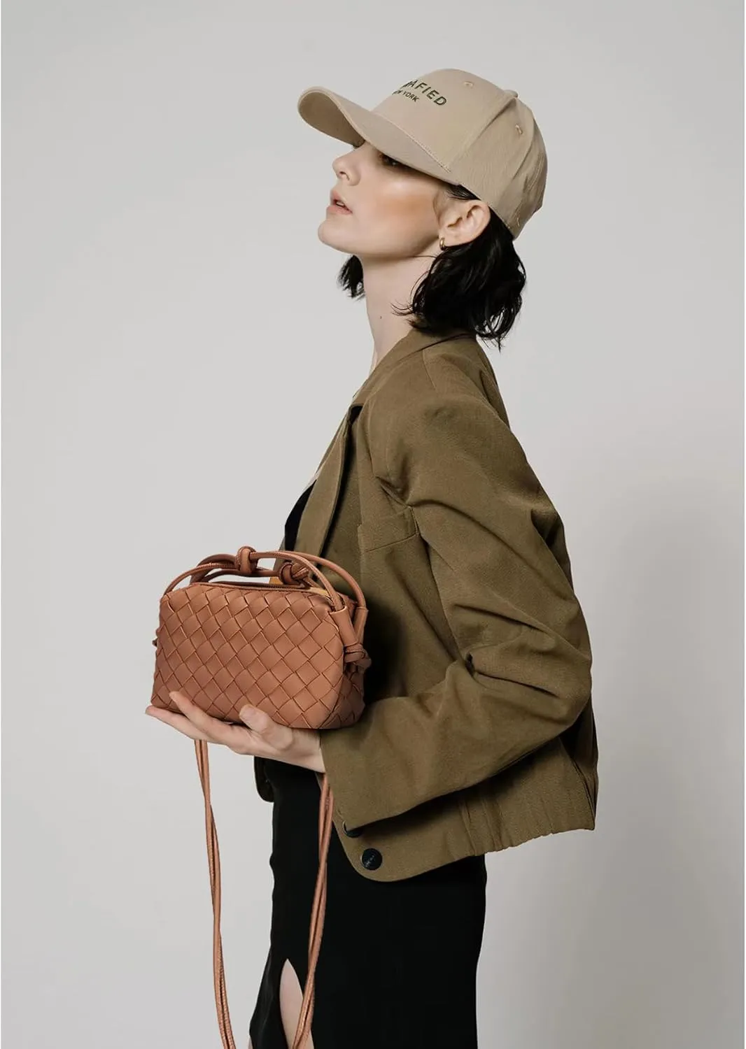 Woven Crossbody Bags For Women, Small Handmade Purse Clutch Shoulderbag Handbag, Zipper Closure