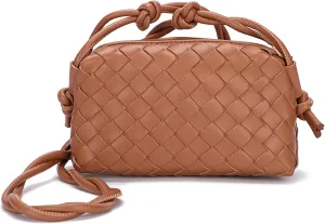 Woven Crossbody Bags For Women, Small Handmade Purse Clutch Shoulderbag Handbag, Zipper Closure