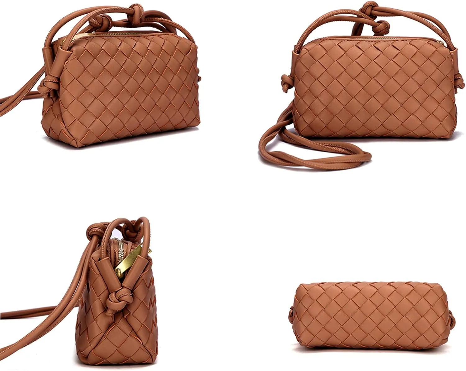 Woven Crossbody Bags For Women, Small Handmade Purse Clutch Shoulderbag Handbag, Zipper Closure