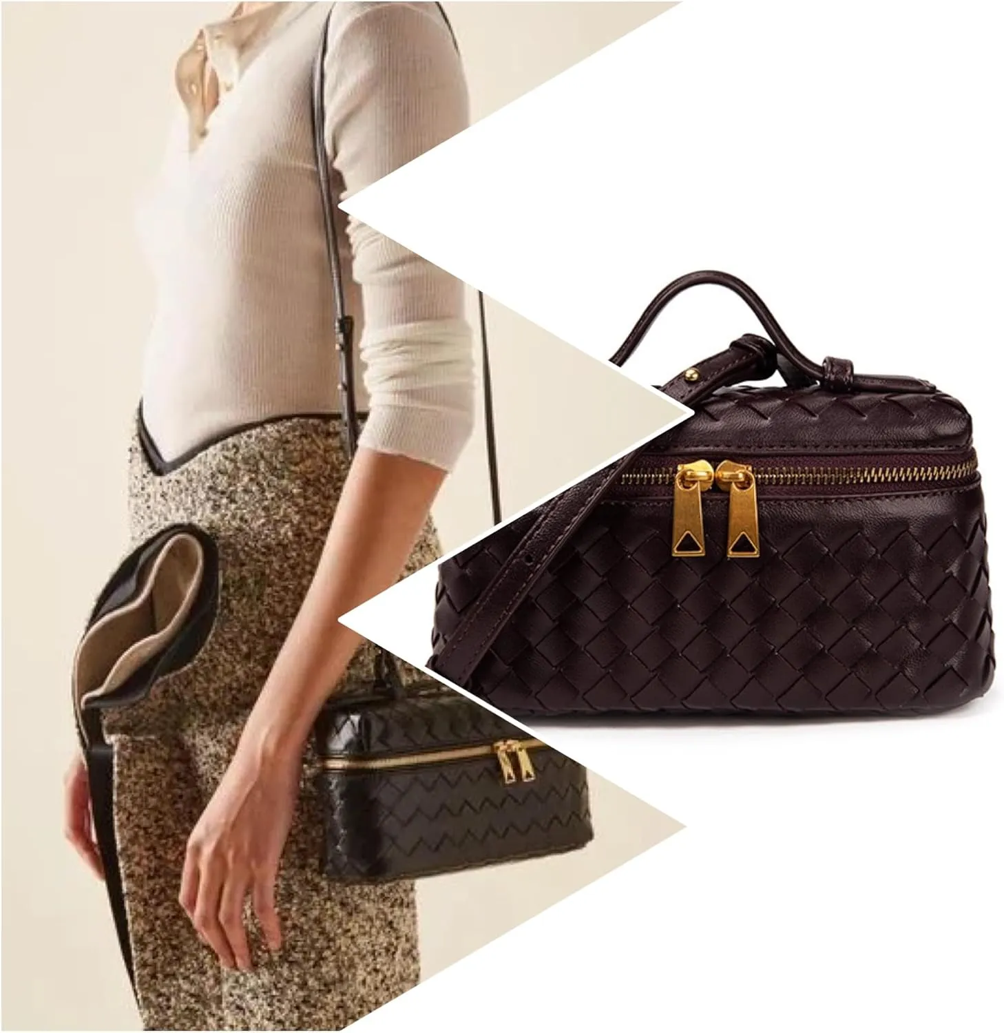 Woven Crossbody Bags for Women Woven Evening Clutch Purses Shoulder Bag PU Leather