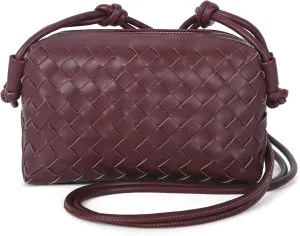 Woven Crossbody Bags for Women,Handwoven Small Purses for Women,Vegan Leather Handbag Trendy Shoulder Bag