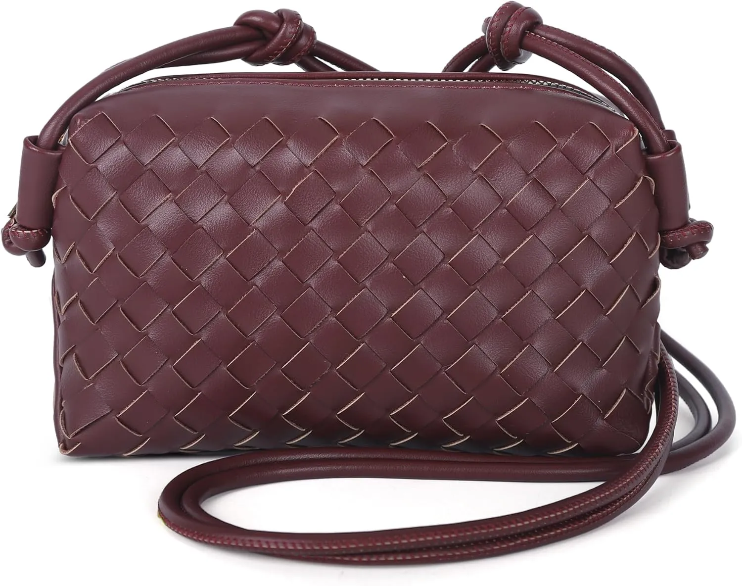 Woven Crossbody Bags for Women,Handwoven Small Purses for Women,Vegan Leather Handbag Trendy Shoulder Bag