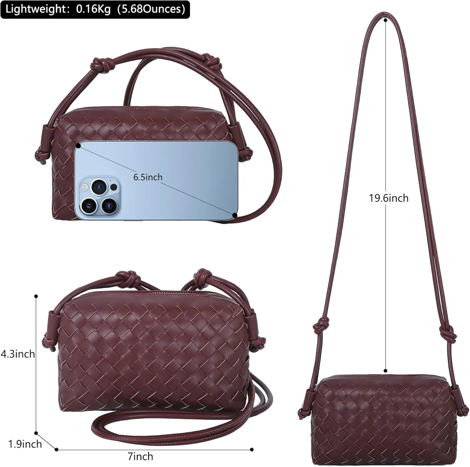 Woven Crossbody Bags for Women,Handwoven Small Purses for Women,Vegan Leather Handbag Trendy Shoulder Bag