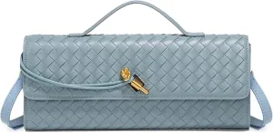Woven Evening Clutch Purses Shoulder Handbag Crossbody Bags with Adjustable Shoulder Strap Trendy Handmade