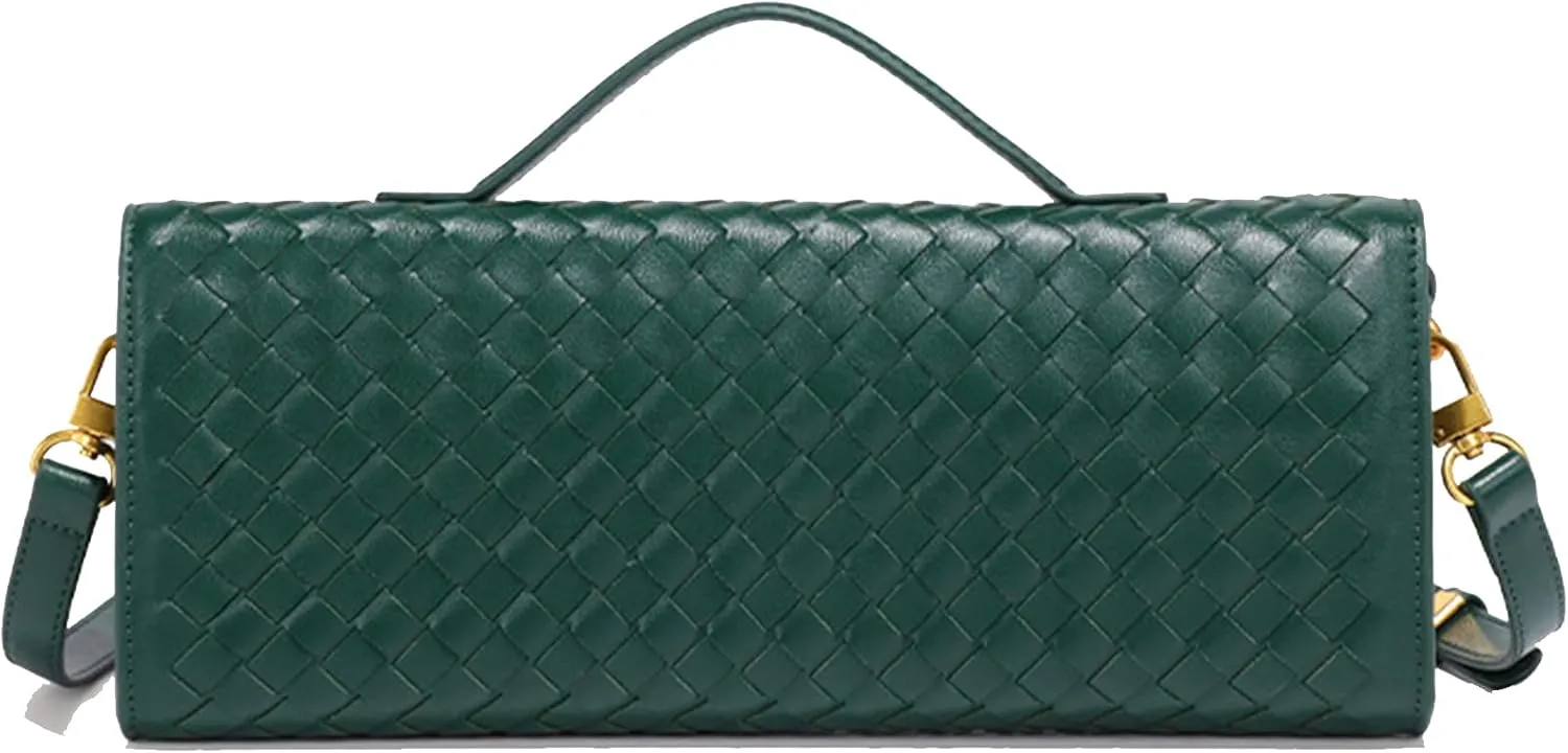 Woven Evening Clutch Purses Shoulder Handbag Crossbody Bags with Adjustable Shoulder Strap Trendy Handmade