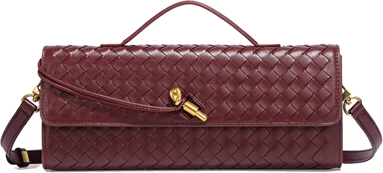 Woven Evening Clutch Purses Shoulder Handbag Crossbody Bags with Adjustable Shoulder Strap Trendy Handmade