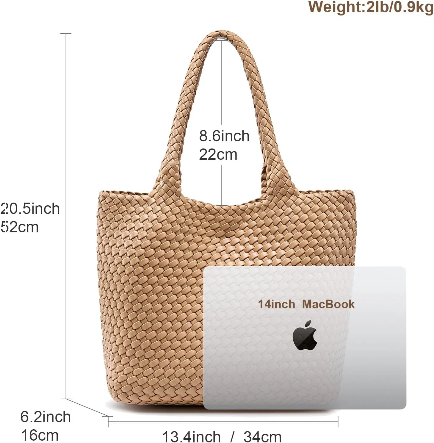 Woven Leather Handbag - Large Tote Bag for Women - Fashion Vegan Leather Tote