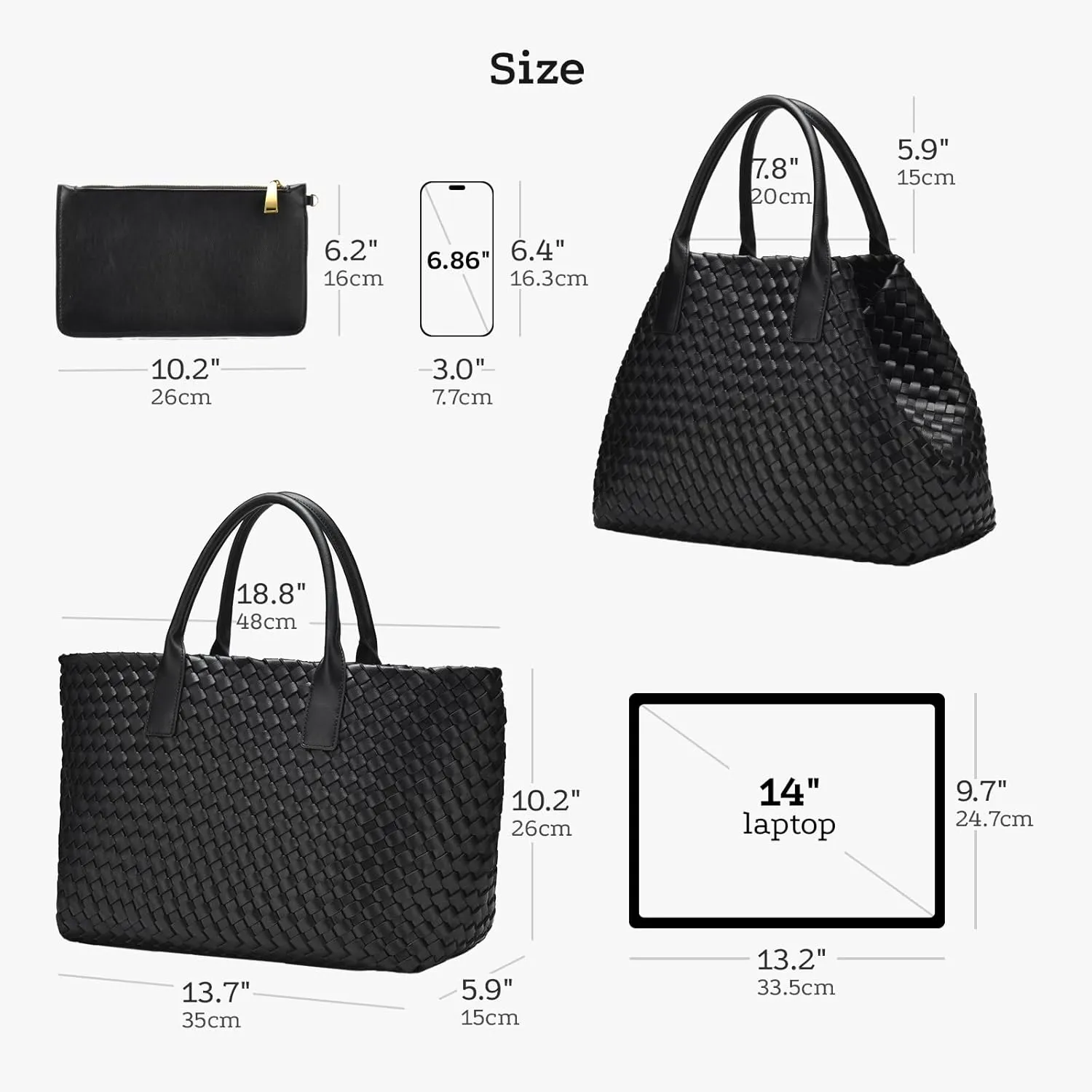 Woven leather tote bag for women, Large woven tote handbag, laptop tote, woven leather beach purses, Convertible 2-way Style
