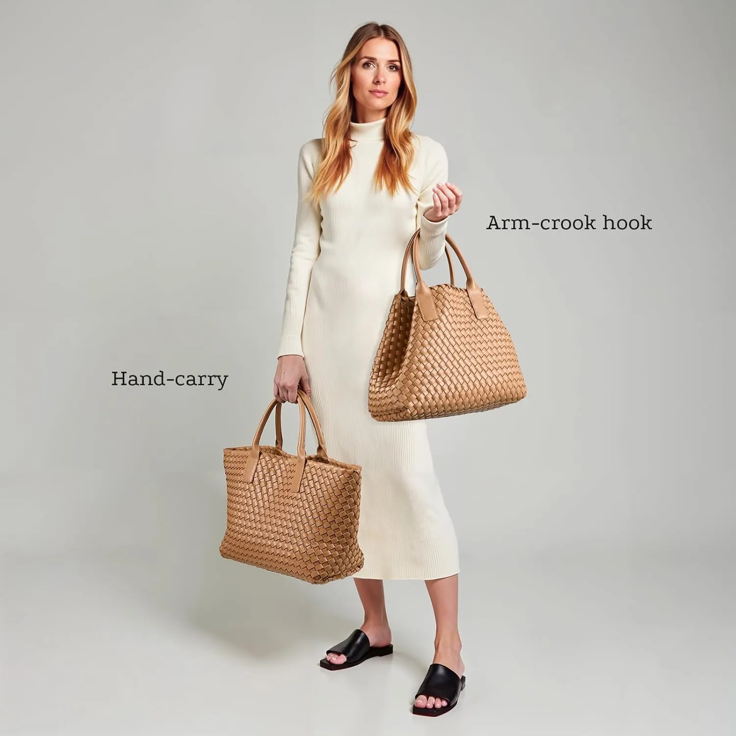 Woven leather tote bag for women, Large woven tote handbag, laptop tote, woven leather beach purses, Convertible 2-way Style