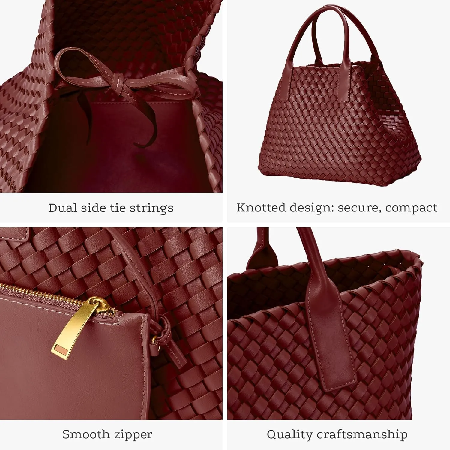 Woven leather tote bag for women, Large woven tote handbag, laptop tote, woven leather beach purses, Convertible 2-way Style