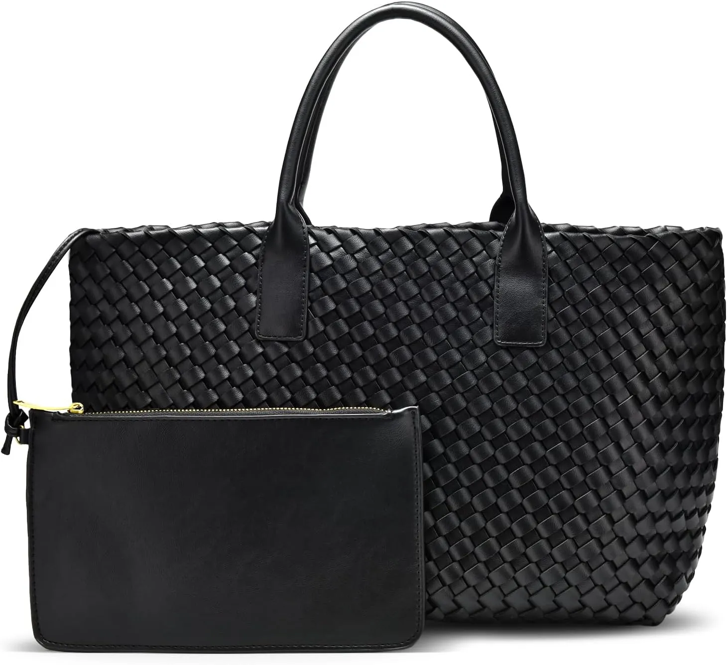 Woven leather tote bag for women, Large woven tote handbag, laptop tote, woven leather beach purses, Convertible 2-way Style