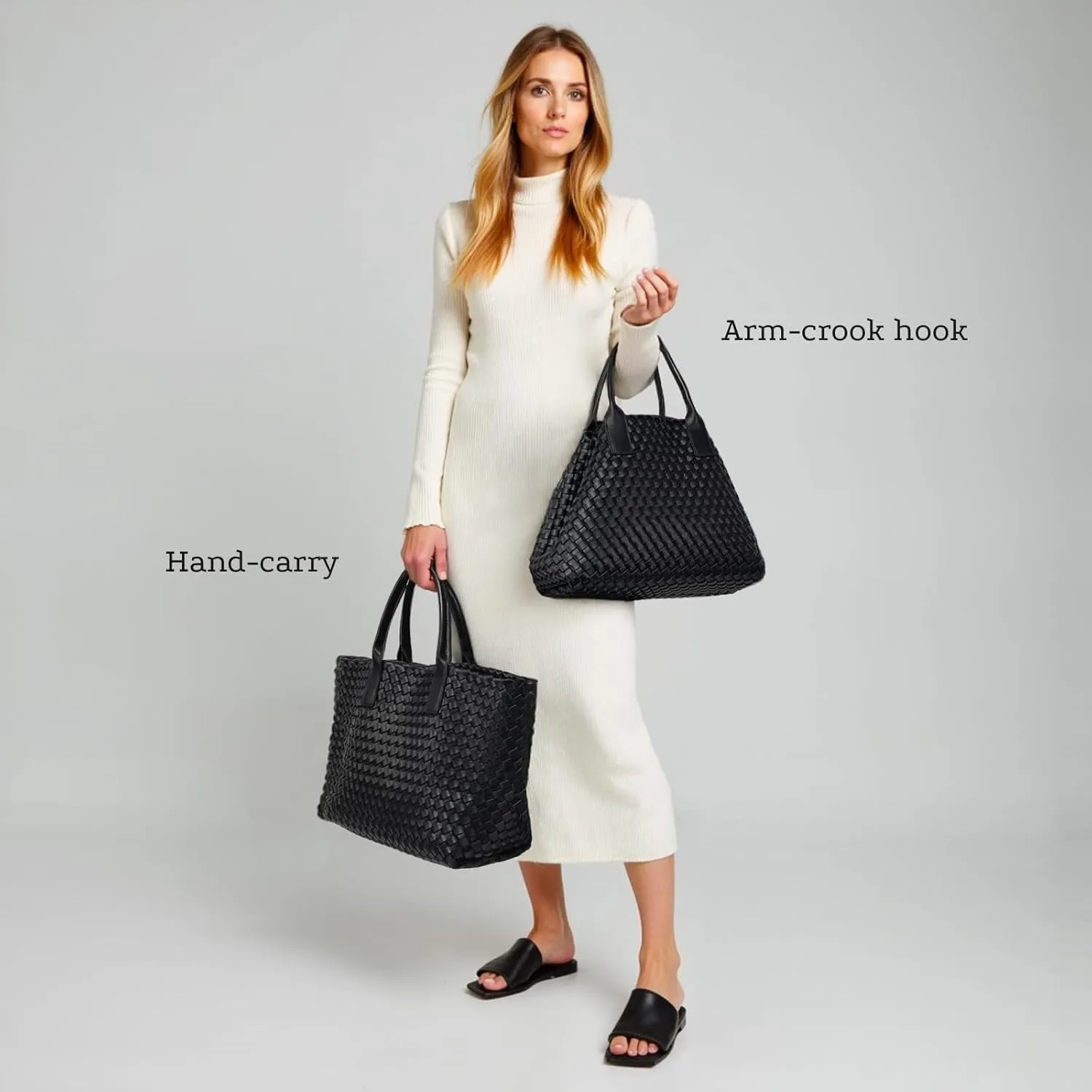 Woven leather tote bag for women, Large woven tote handbag, laptop tote, woven leather beach purses, Convertible 2-way Style