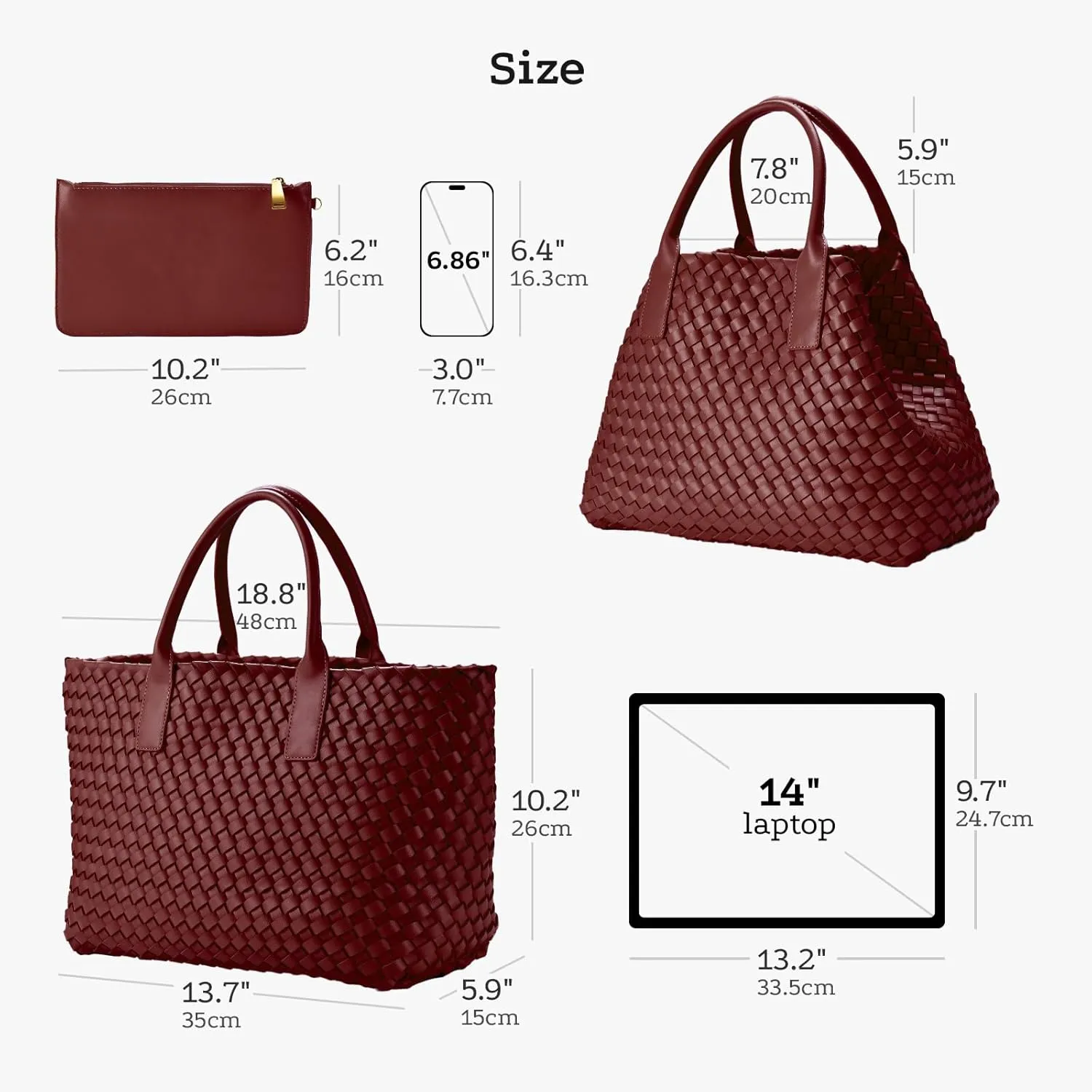 Woven leather tote bag for women, Large woven tote handbag, laptop tote, woven leather beach purses, Convertible 2-way Style