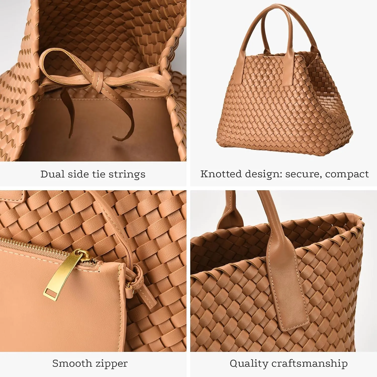 Woven leather tote bag for women, Large woven tote handbag, laptop tote, woven leather beach purses, Convertible 2-way Style