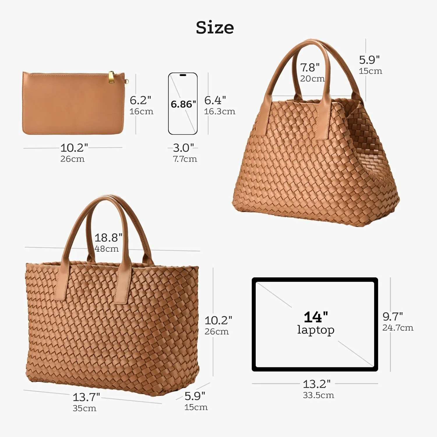 Woven leather tote bag for women, Large woven tote handbag, laptop tote, woven leather beach purses, Convertible 2-way Style