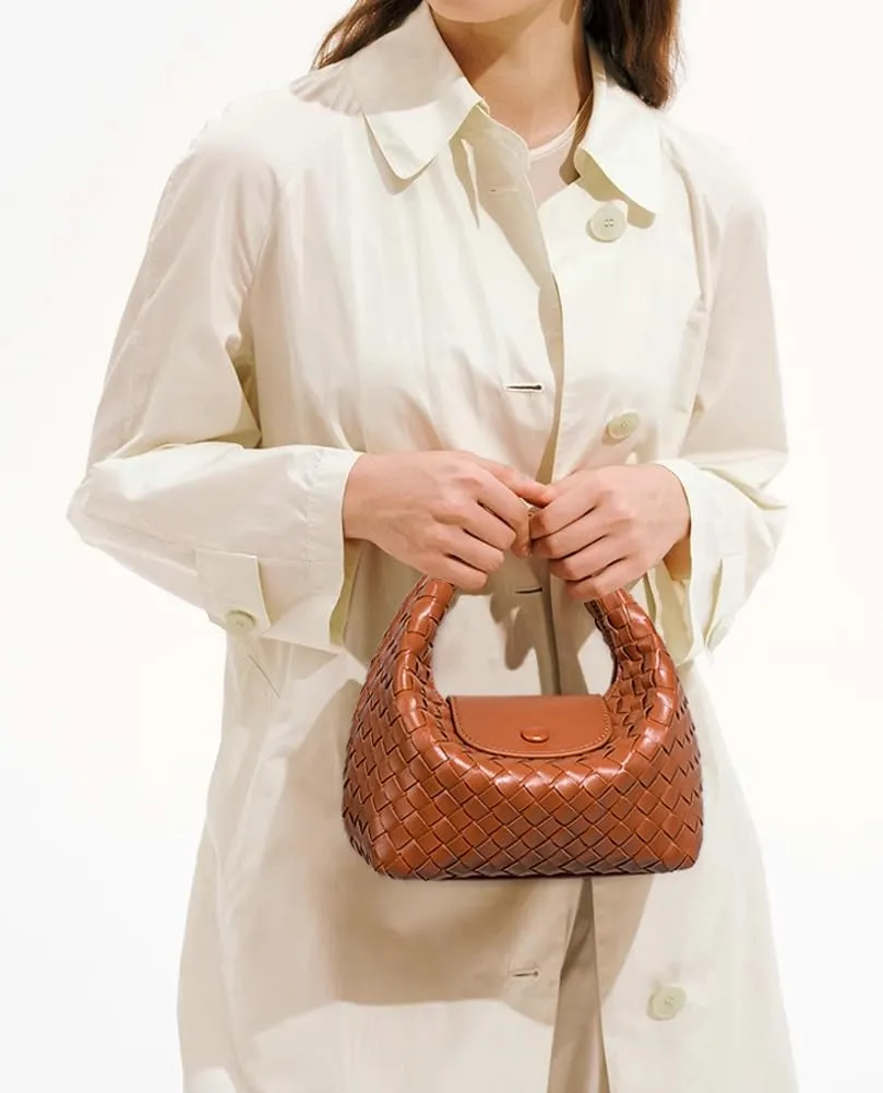 Woven Purse Tote Bag for Women Small Woven Handbag Shoulder Bag PU Leather Crossbody Purse Clutch Braided Tote Handbags