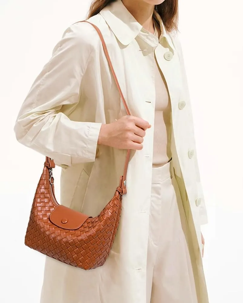 Woven Purse Tote Bag for Women Small Woven Handbag Shoulder Bag PU Leather Crossbody Purse Clutch Braided Tote Handbags