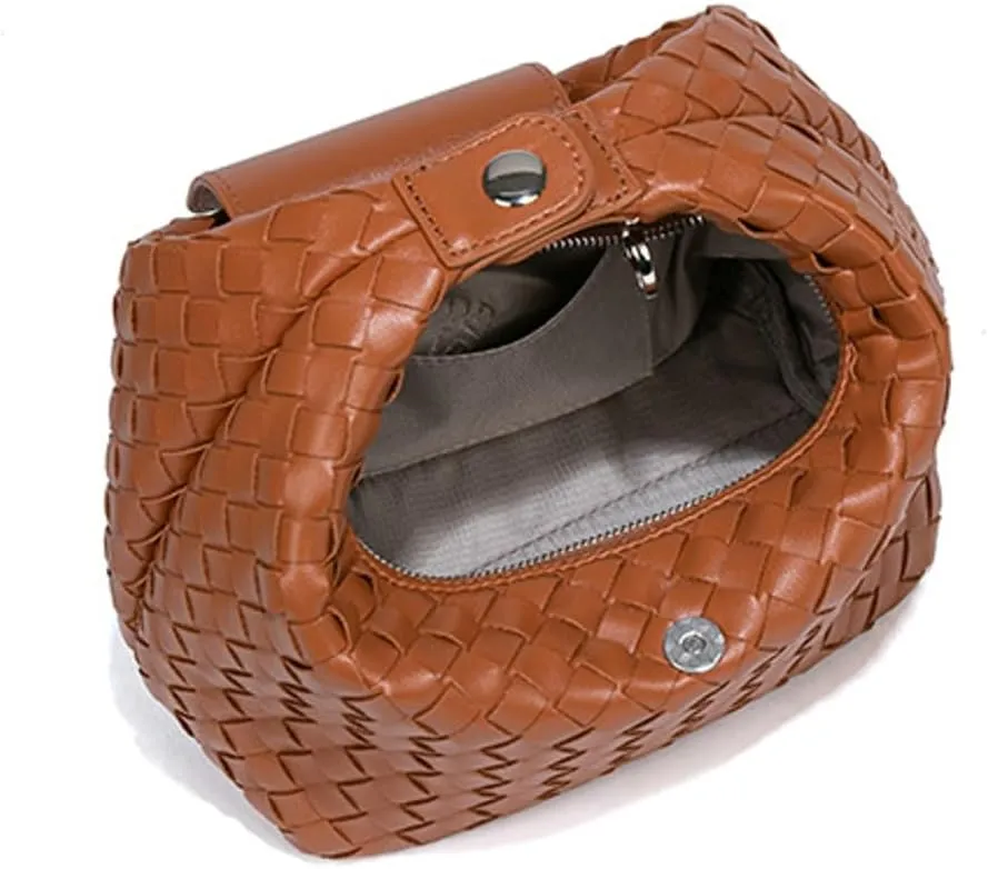 Woven Purse Tote Bag for Women Small Woven Handbag Shoulder Bag PU Leather Crossbody Purse Clutch Braided Tote Handbags