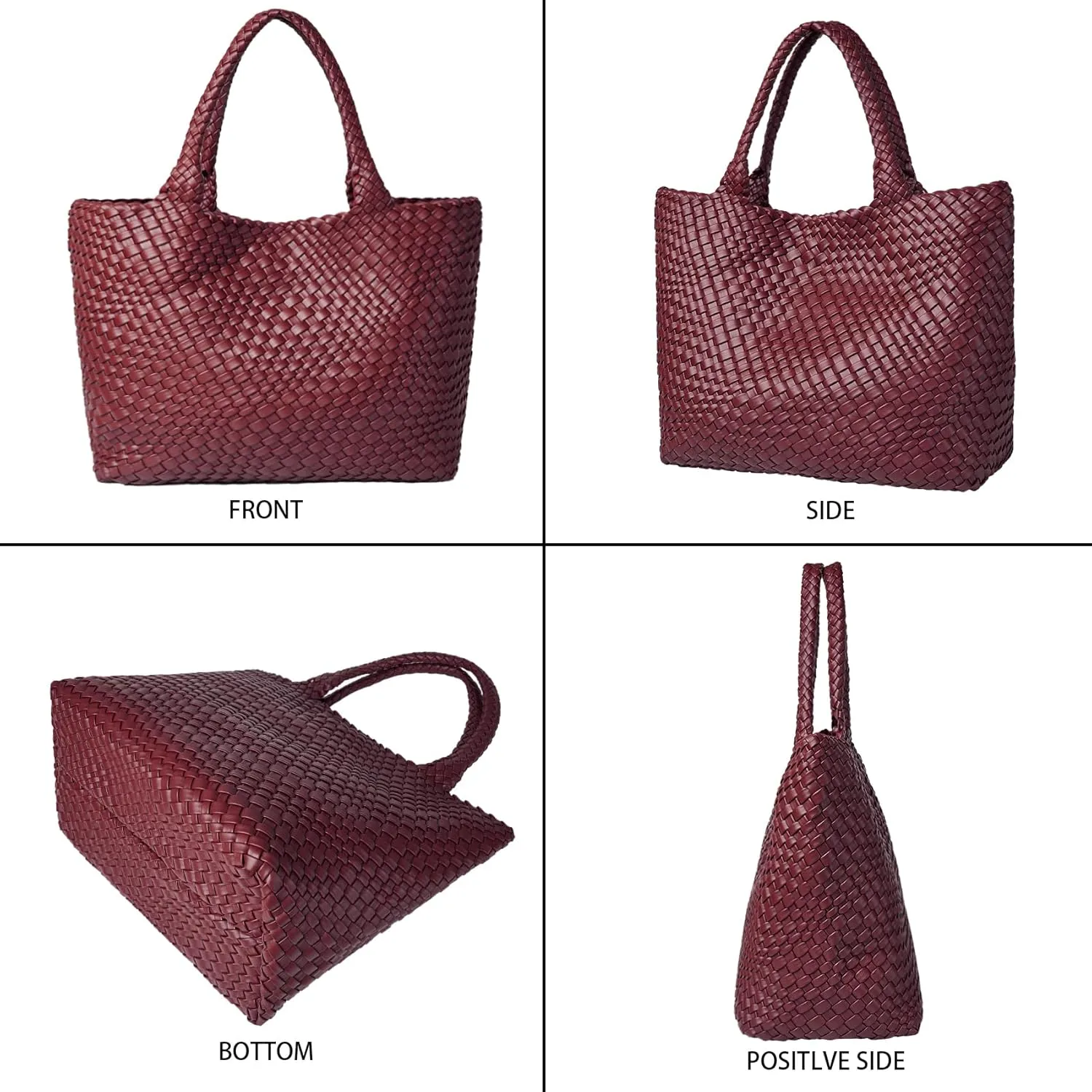 Woven Shoulder Bag for Women, Fashion Top Handle Soft Vegan Leather Shopper