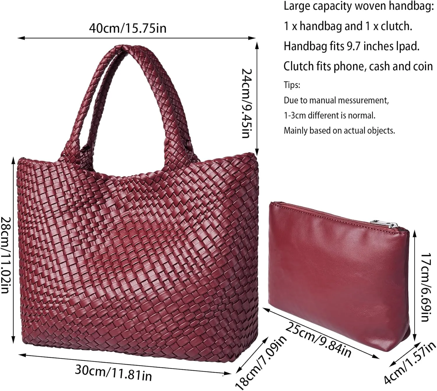 Woven Shoulder Bag for Women, Fashion Top Handle Soft Vegan Leather Shopper