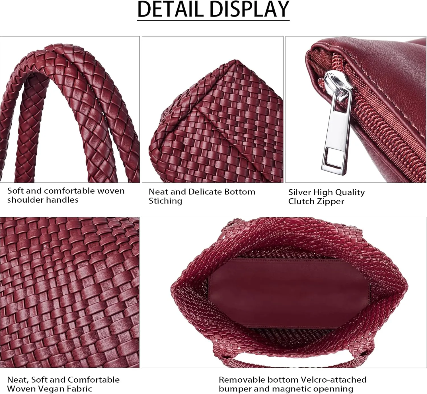 Woven Shoulder Bag for Women, Fashion Top Handle Soft Vegan Leather Shopper