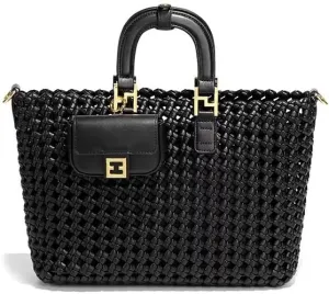 Woven Shoulder Bag for Women - Womens Leather Large Tote Bags for Women Woven Purse Travel Shopper Beach Bag