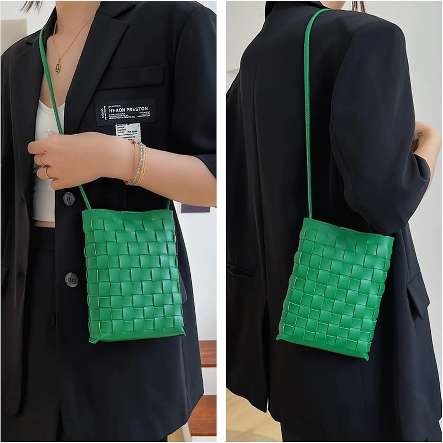 Woven Small Crossbody Bags Cell Phone Purse for Women Teen Girls Small Shoulder Phone Bag