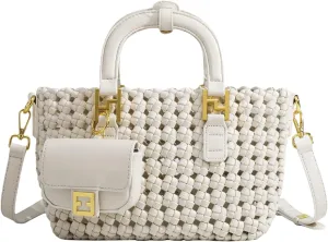 Woven Tote Bag For Women, Fashion Crossbody Shoulder Bag, Casual Top-handle Handbags, and Travel Purses Phone Bag