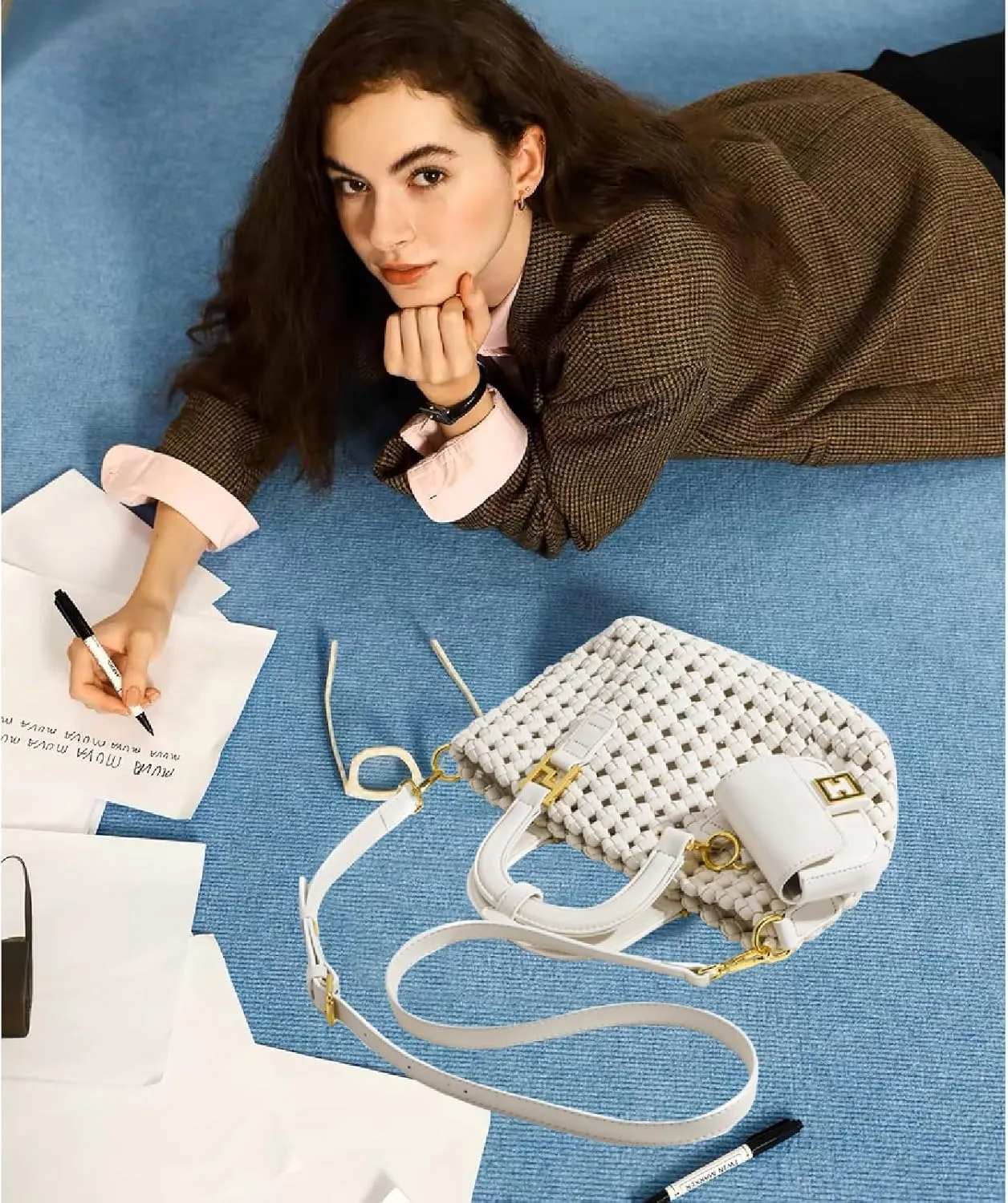 Woven Tote Bag For Women, Fashion Crossbody Shoulder Bag, Casual Top-handle Handbags, and Travel Purses Phone Bag