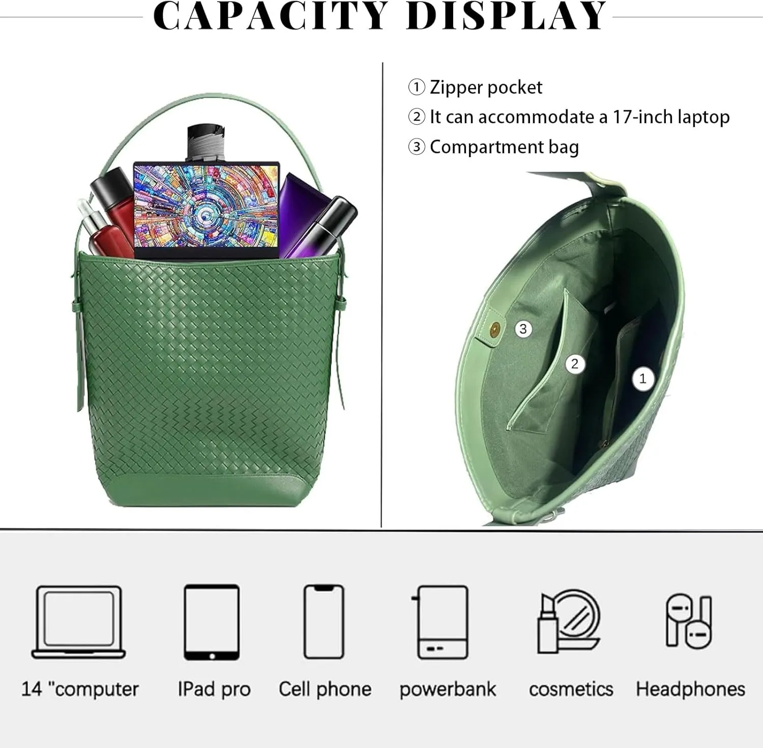Woven Tote Bag For Women, Fashion Crossbody Shoulder Bag, Casual Top-handle Handbags, and Travel Purses Phone Bag