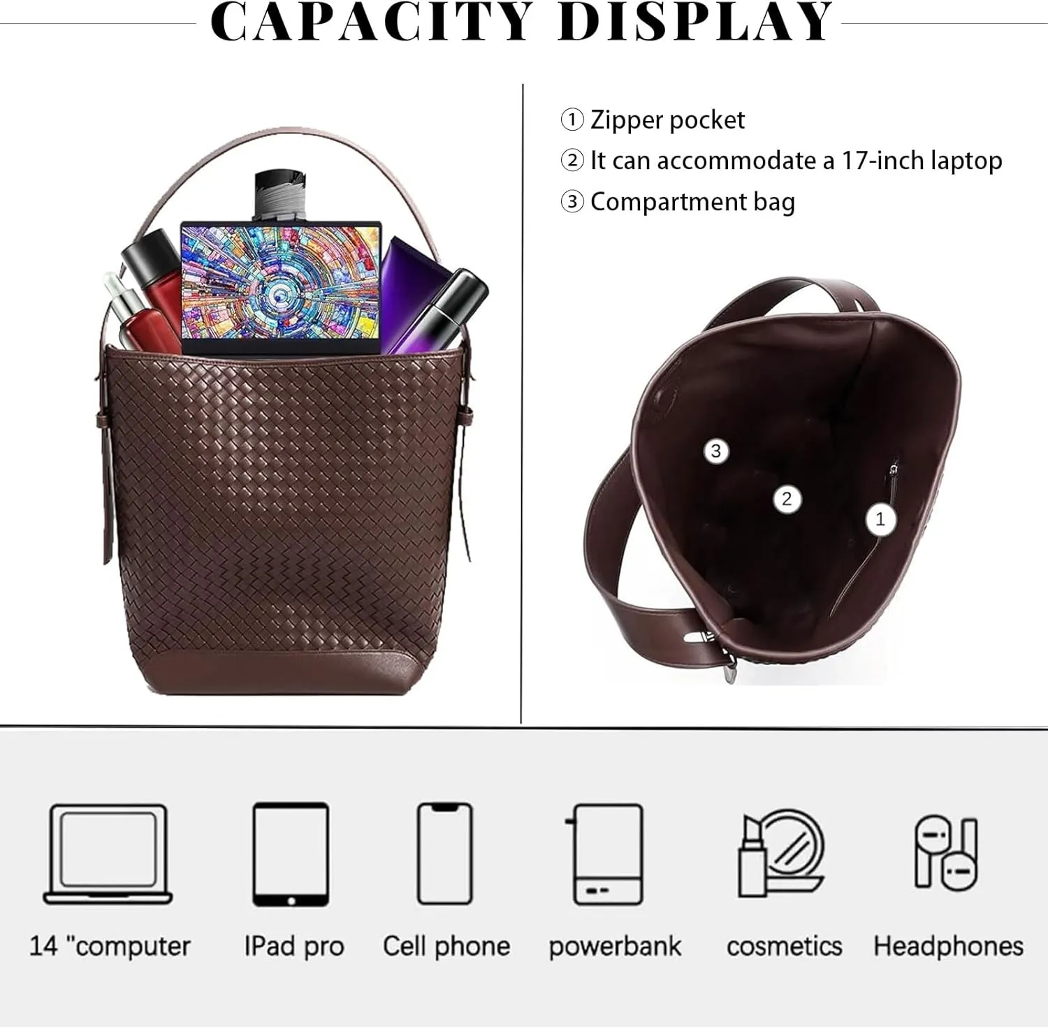 Woven Tote Bag For Women, Fashion Crossbody Shoulder Bag, Casual Top-handle Handbags, and Travel Purses Phone Bag