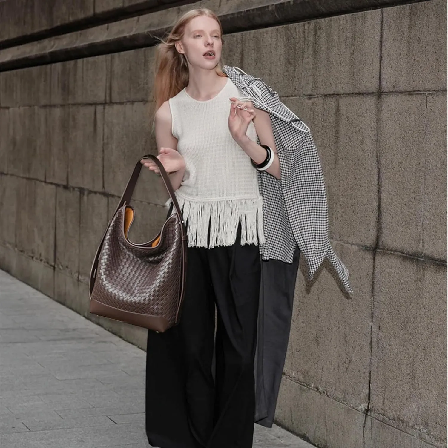 Woven Tote Bag For Women, Fashion Crossbody Shoulder Bag, Casual Top-handle Handbags, and Travel Purses Phone Bag