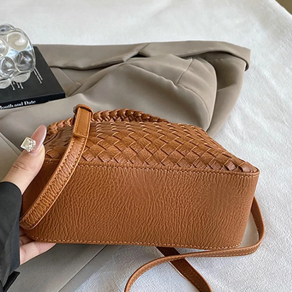 Woven Tote Bag for Women Fashion Shoulder Hobo Bags Leather Woven Beach Handbag Crossbody Purse Vintage Satchels Handbag