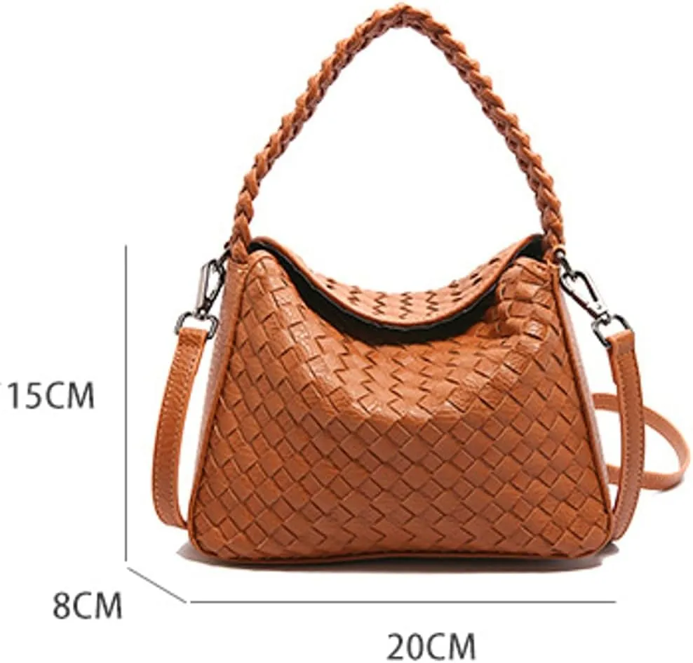 Woven Tote Bag for Women Fashion Shoulder Hobo Bags Leather Woven Beach Handbag Crossbody Purse Vintage Satchels Handbag