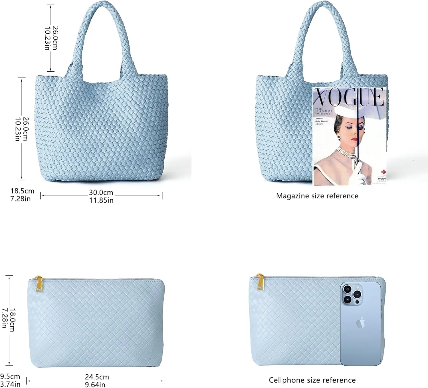 Woven Tote Bag for Women, Fashion Woven Bags for Women Vegan Leather Shoulder Handbags Large Summer Beach Travel Bag