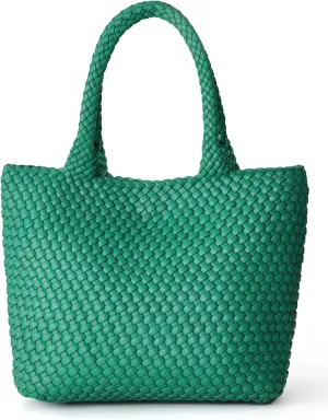 Woven Tote Bag for Women, Fashion Woven Bags for Women Vegan Leather Shoulder Handbags Large Summer Beach Travel Bag