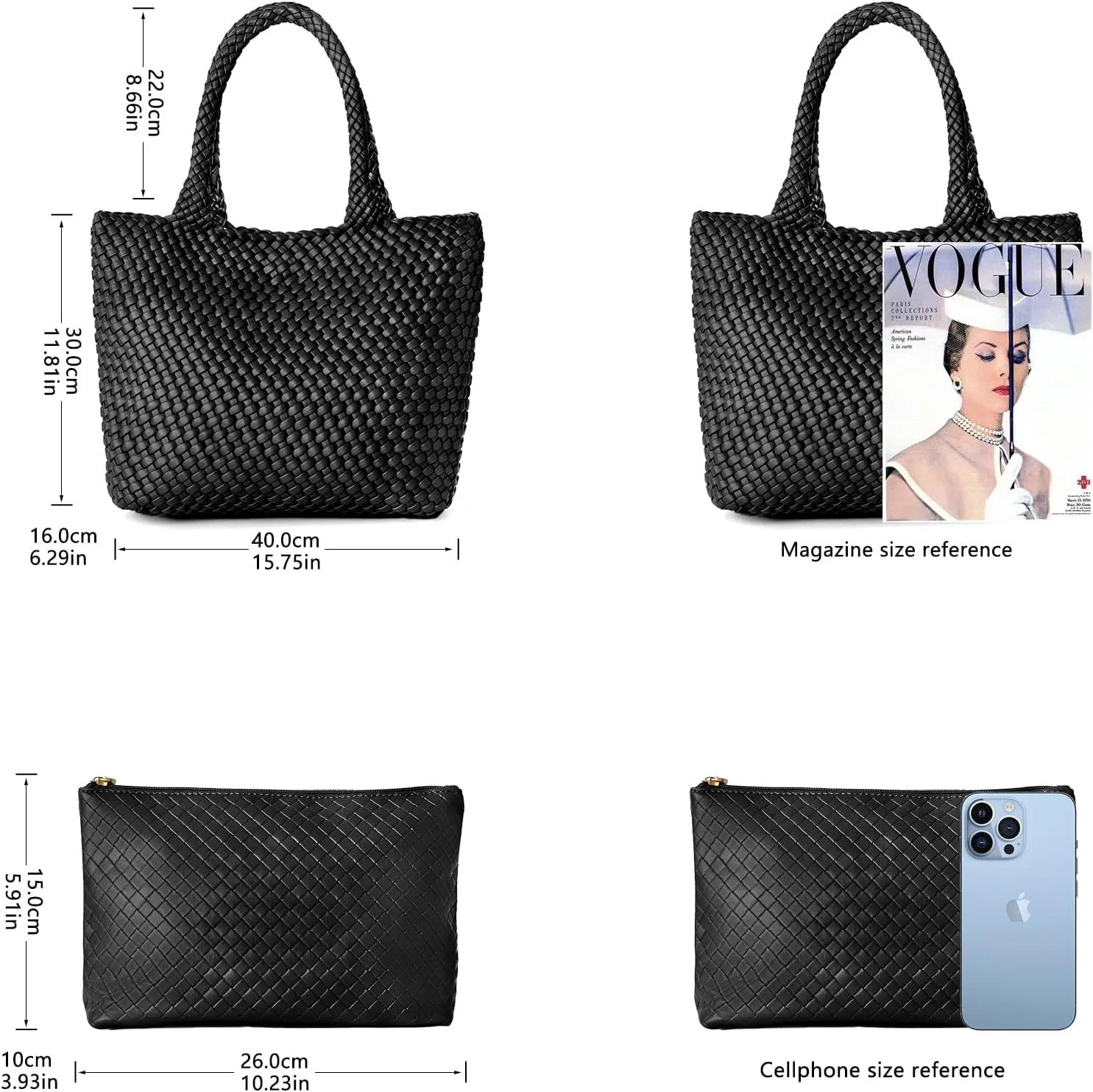 Woven Tote Bag for Women, Fashion Woven Bags for Women Vegan Leather Shoulder Handbags Large Summer Beach Travel Bag