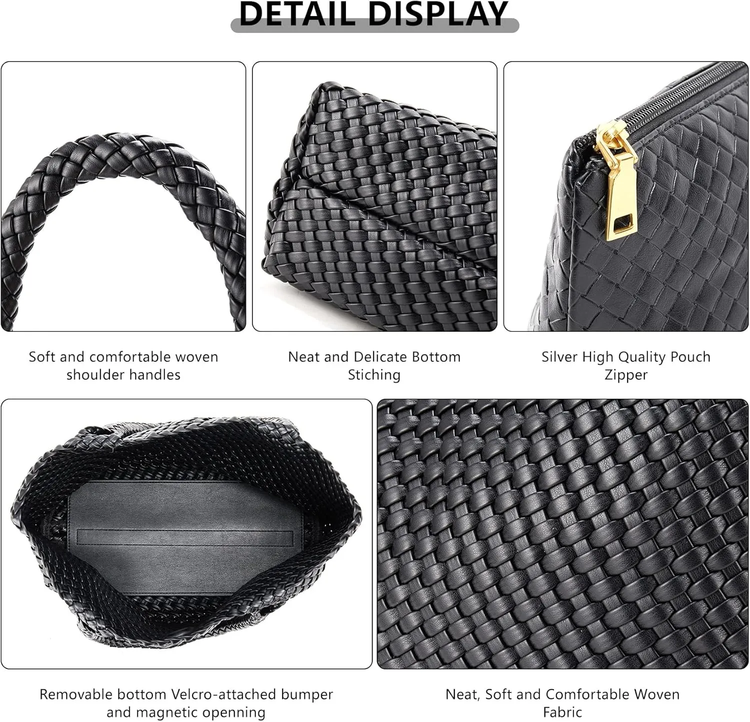 Woven Tote Bag for Women, Fashion Woven Bags for Women Vegan Leather Shoulder Handbags Large Summer Beach Travel Bag