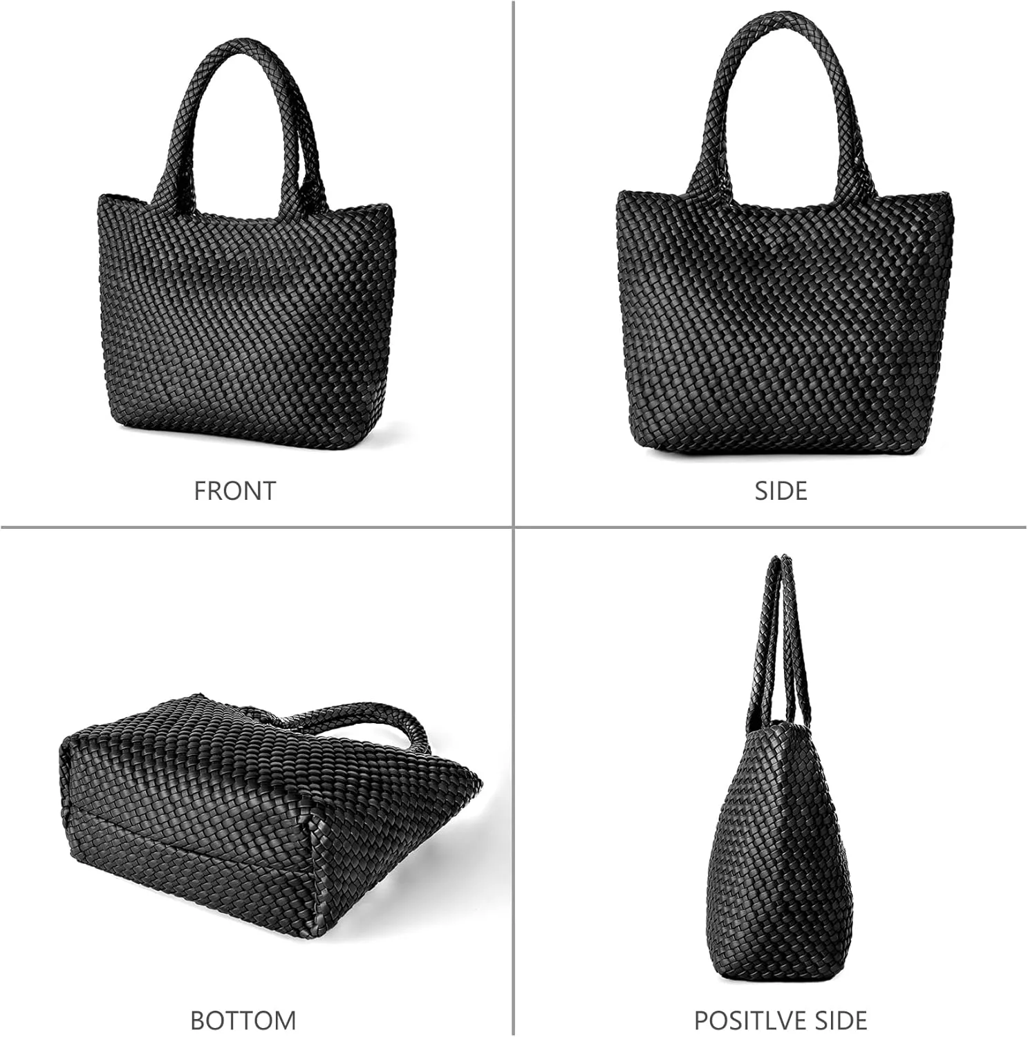 Woven Tote Bag for Women, Fashion Woven Bags for Women Vegan Leather Shoulder Handbags Large Summer Beach Travel Bag