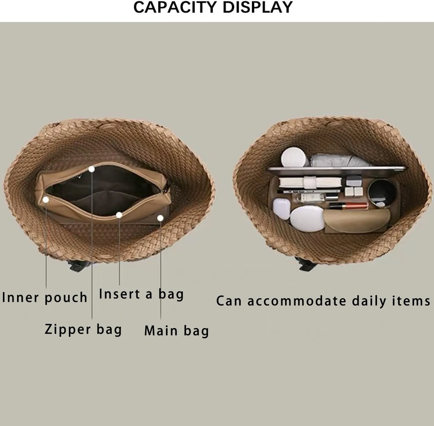 Woven Tote Bag for Women, Hobo Bag for Work, Large Beach Travel Handbags and Purses, Retro Shoulder Bag, Shopping Bag