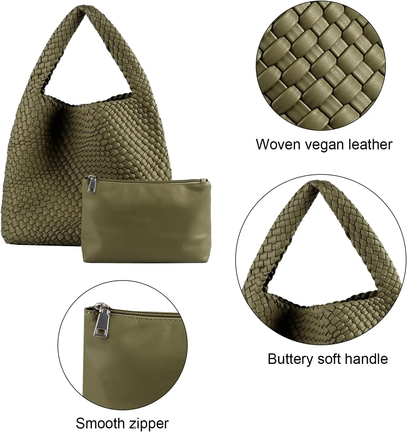 Woven Tote Bag for Women Vegan Leather Hobo Bags, Top-handle Handmade Purse